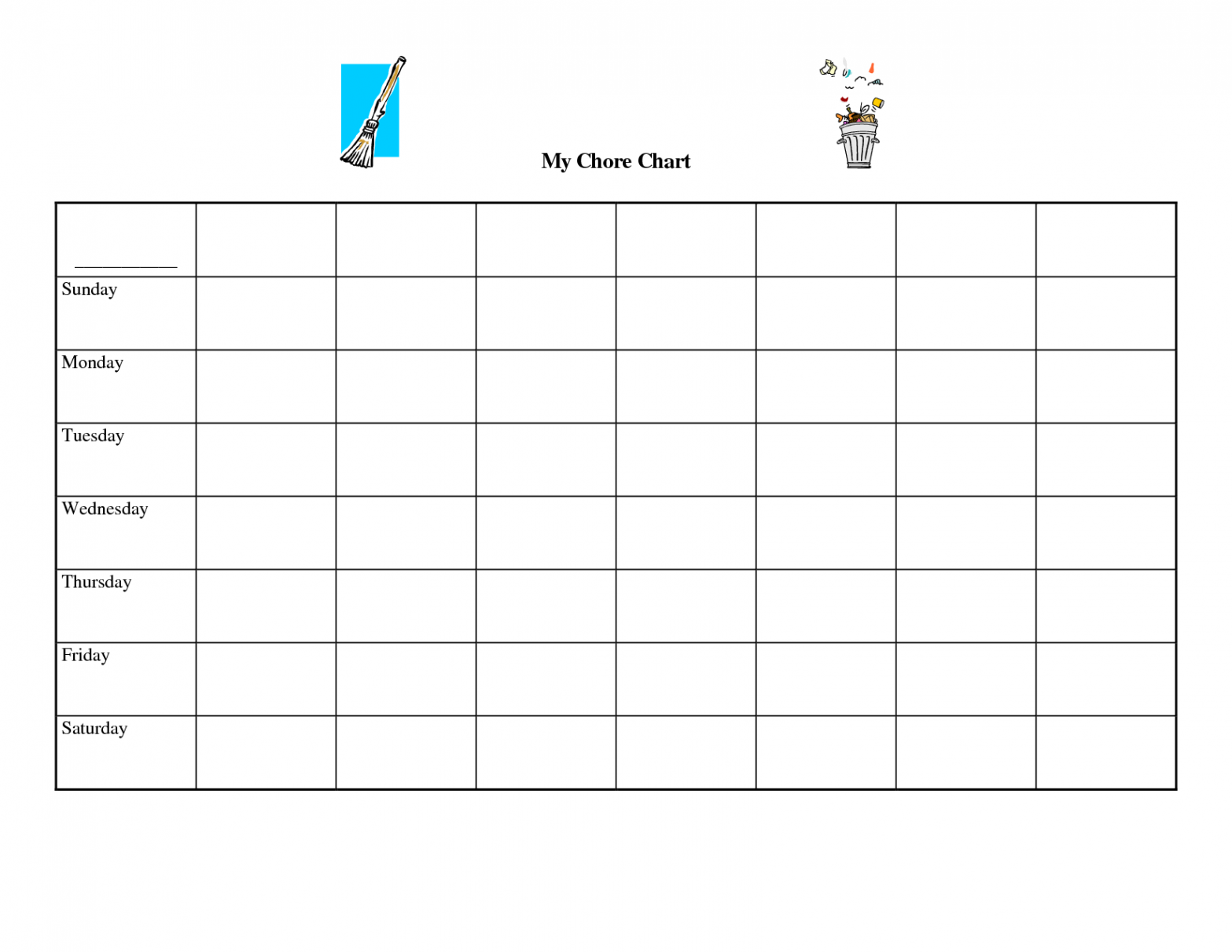 Free Printable Blank Spreadsheets  Chore Charts free chore charts