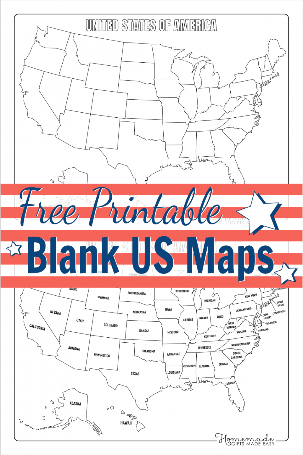 Free Printable Blank US Map