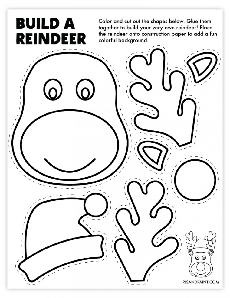 Free Printable Build a Reindeer Craft - Pjs and Paint