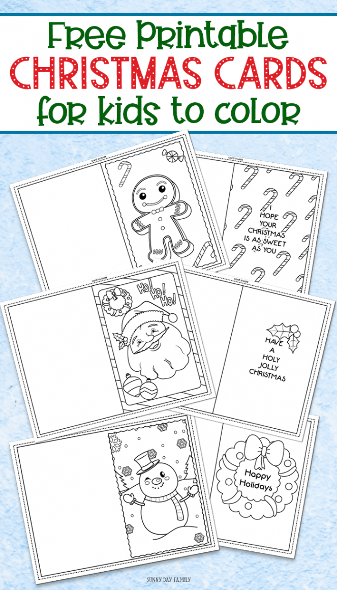 Free Printable Christmas Cards for Kids to Color  Sunny Day Family