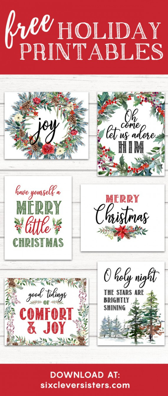 FREE Printable Christmas Signs - Six Clever Sisters