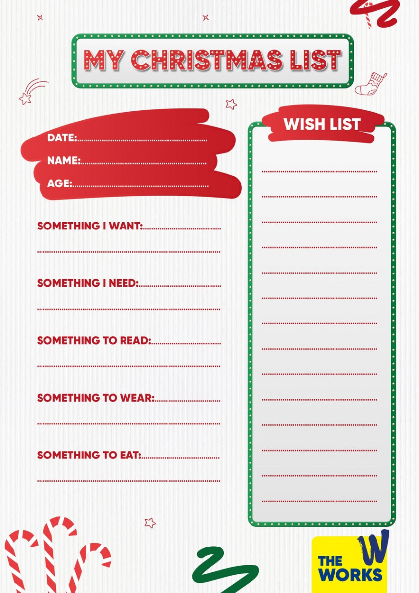 Free Printable Christmas Wishlist Template  The Works