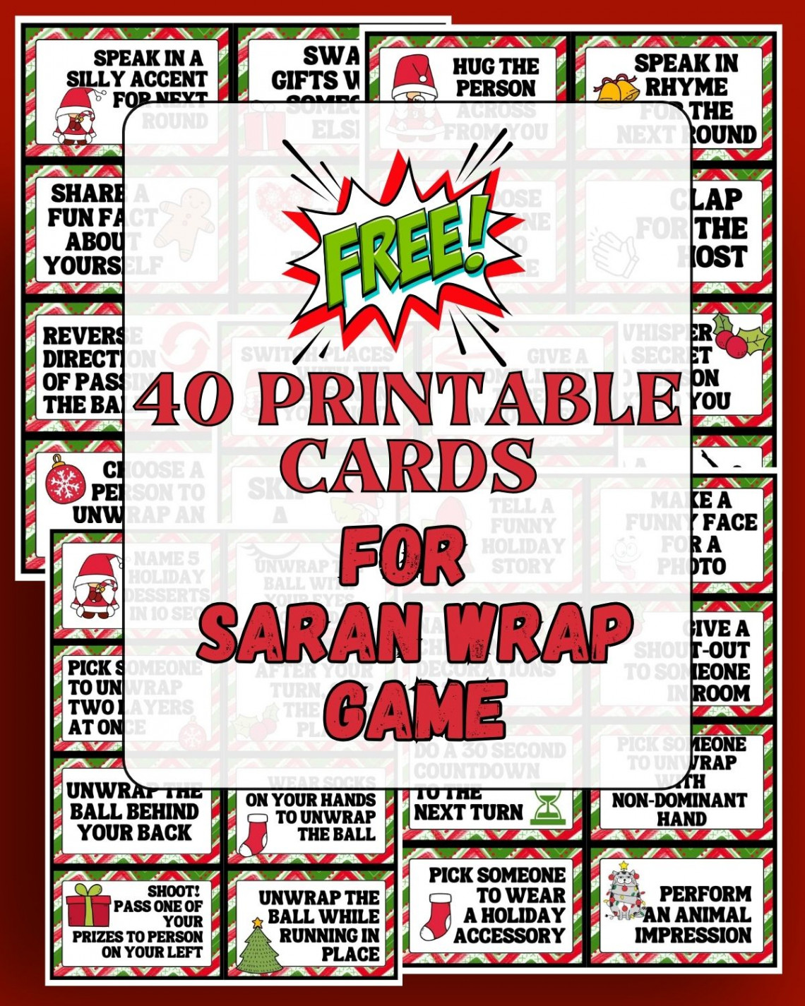 FREE Printable Coal Cards for Saran Wrap Game () - Leap of