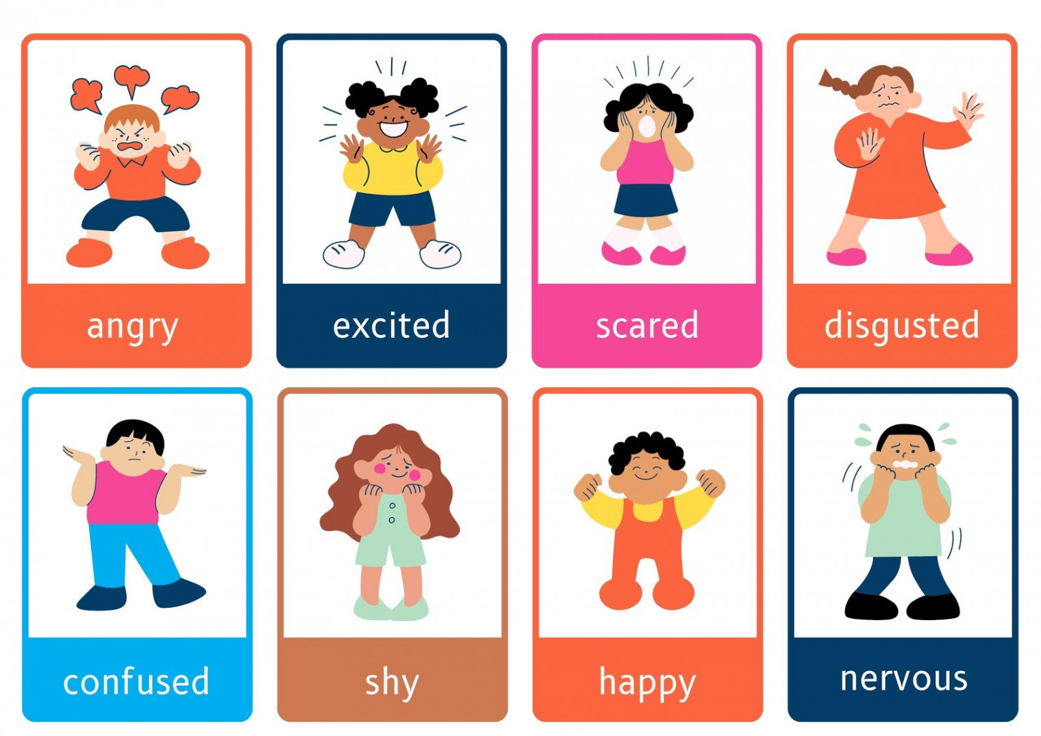 Free printable custom emotions flashcard templates  Canva