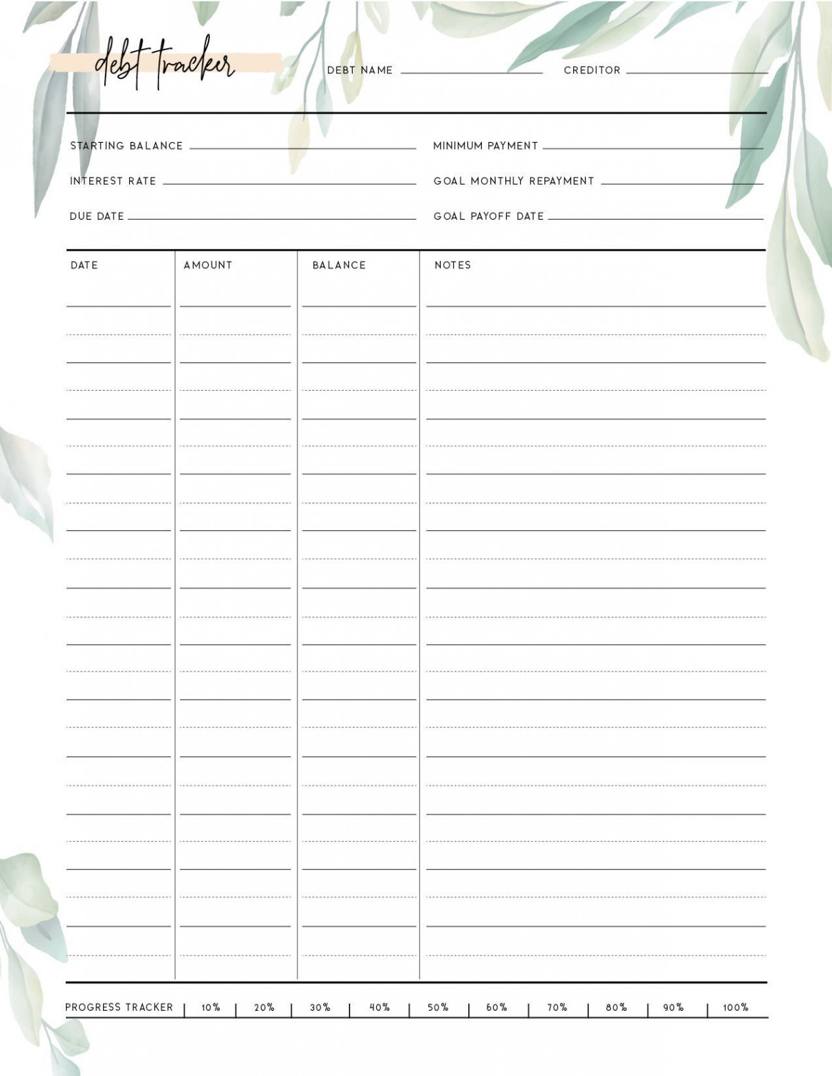 Free Printable Debt Tracker - Use This To Payoff Your Debts