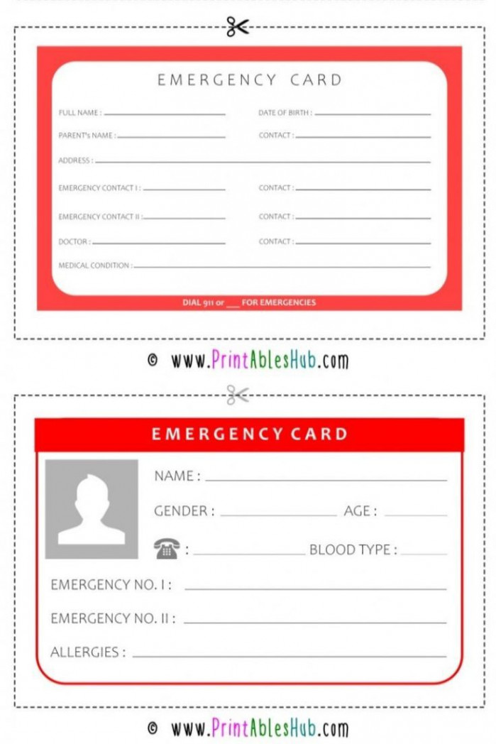 Free Printable Emergency Card Templates [PDF Included] in