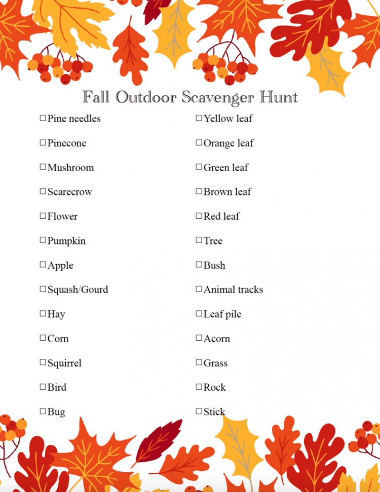 Free Printable Fall Scavenger Hunts:  Options