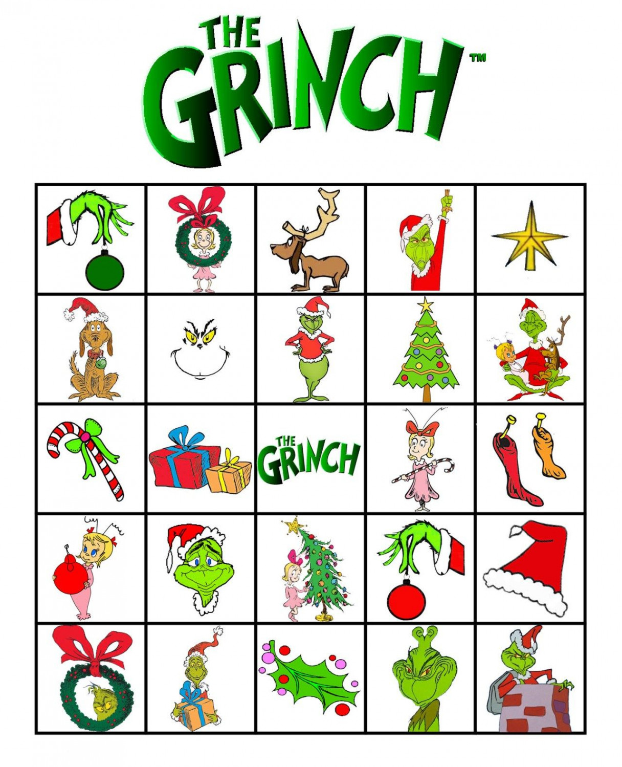 Free Printable Grinch Bingo!  School christmas party, Grinch