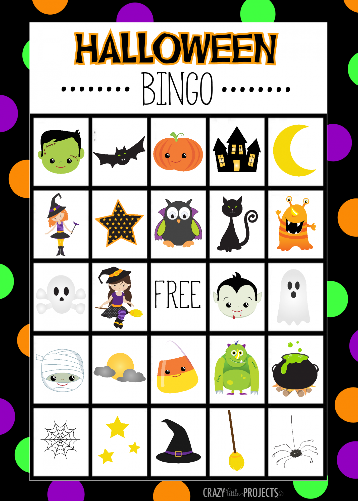 Free Printable Halloween Bingo Game Cards  Halloween preschool