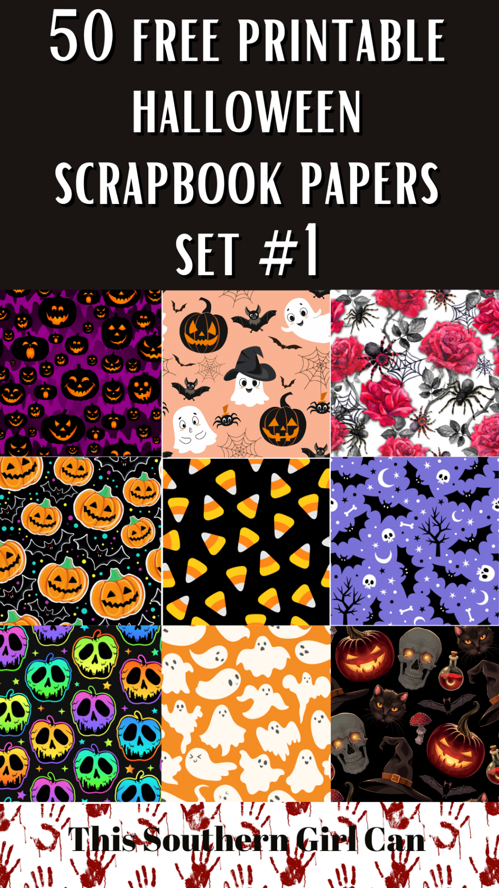 Free Printable Halloween Scrapbook Papers Set #