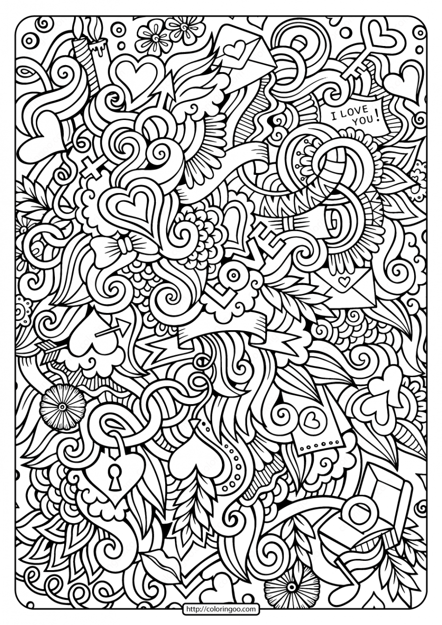 Free Printable Love Doodle Pdf Coloring Page  Love coloring pages