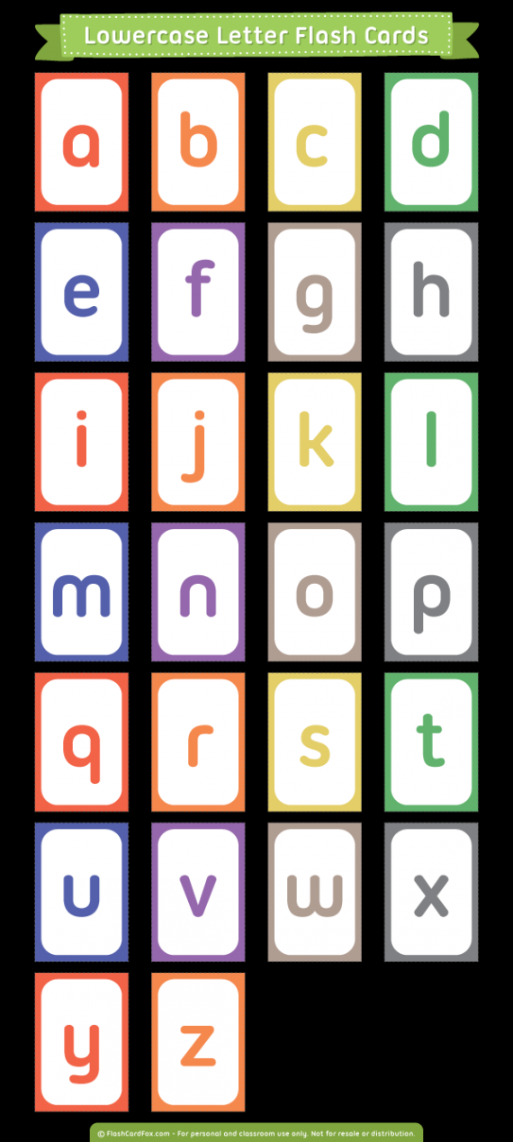 Free printable lowercase letter flash cards