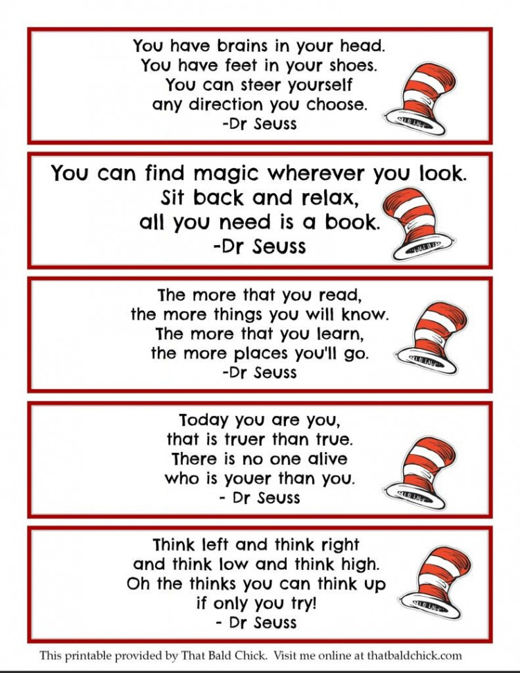 free printable quote bookmarks - Google Search  Dr seuss