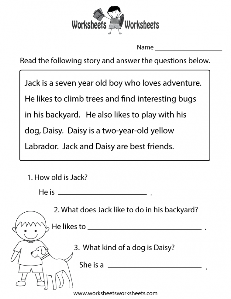 Free Printable Reading Comprehension Practice Worksheet