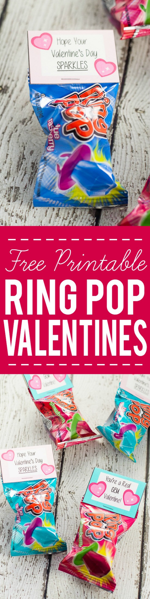 Free Printable Ring Pop Valentines  DIY Valentines for Kids