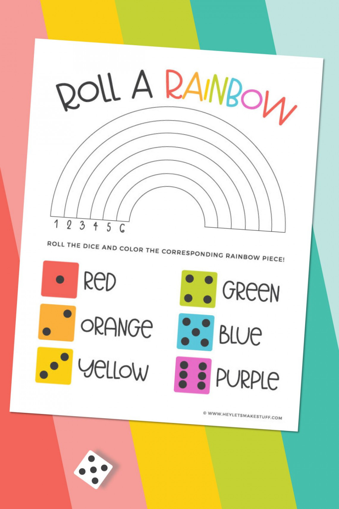 Free Printable Roll a Rainbow Coloring Game - Hey, Let