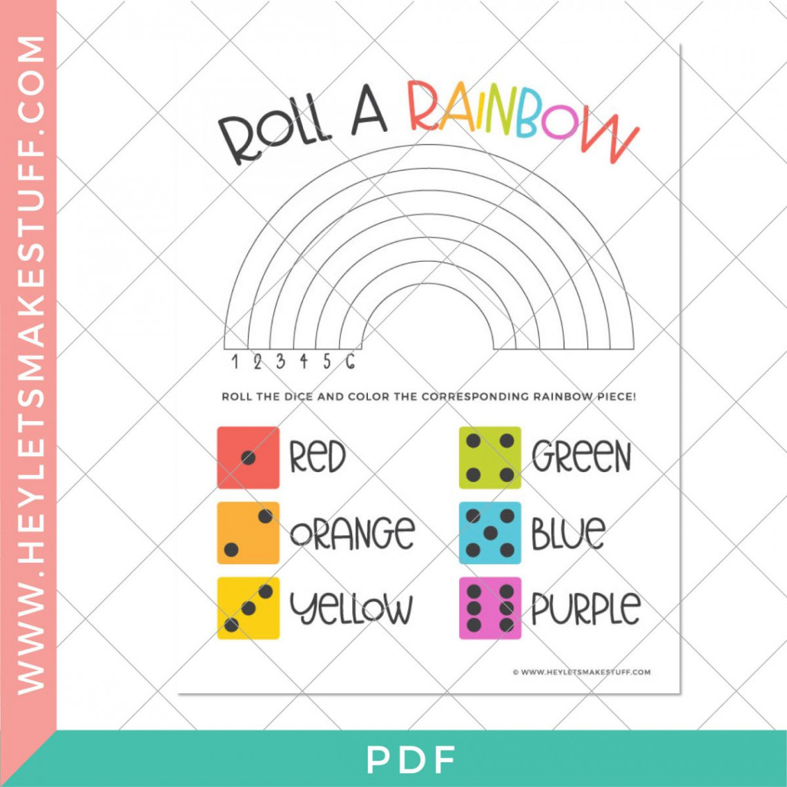 Free Printable Roll a Rainbow Coloring Game - Hey, Let