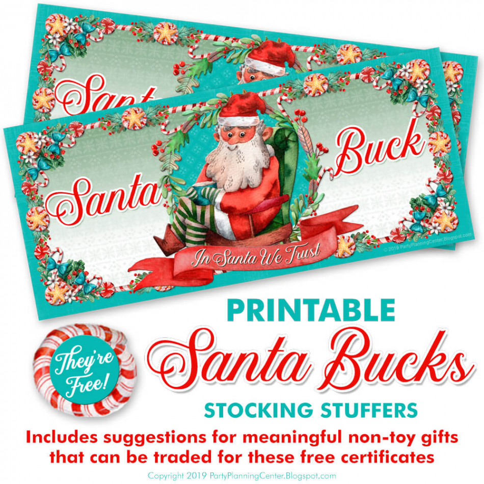 FREE Printable Santa Bucks Stocking Stuffers #christmasdiy