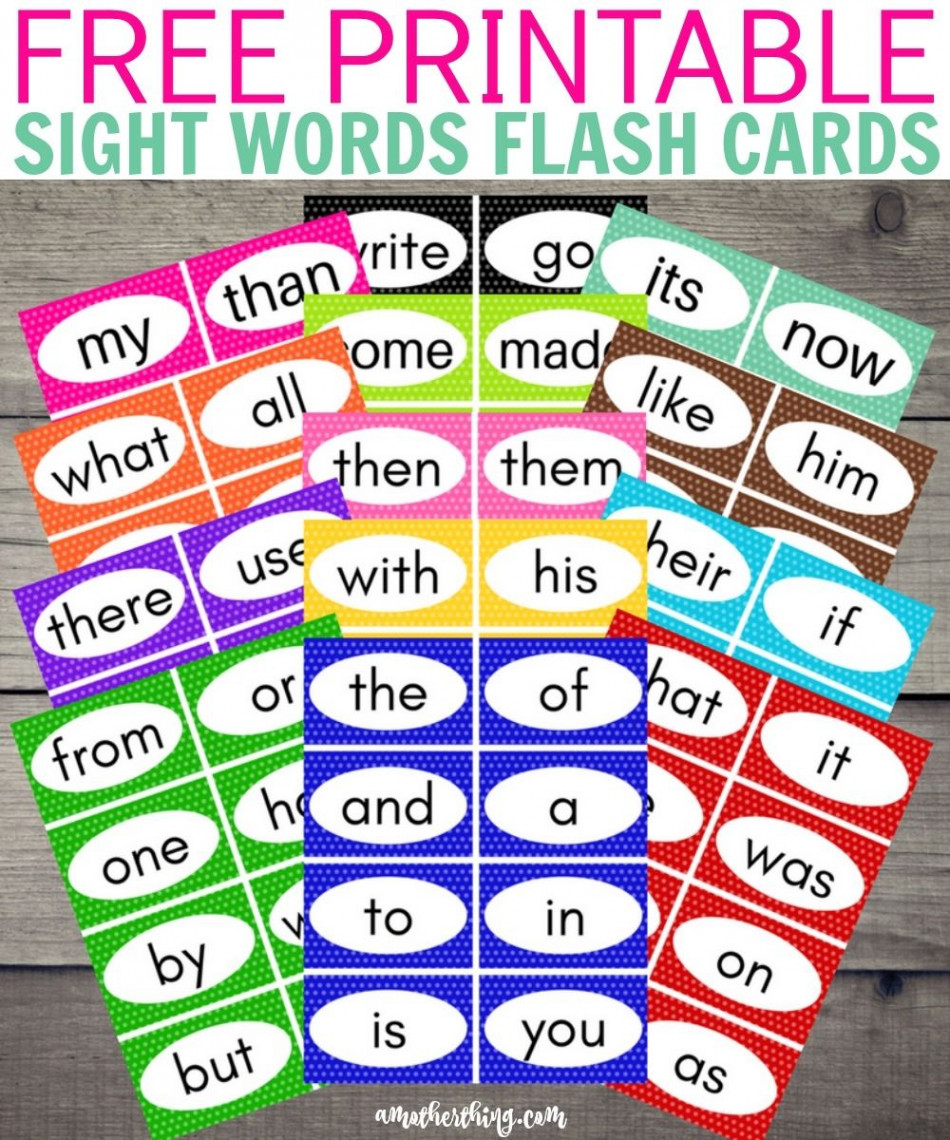 Free Printable Sight Words Flash Cards  Sight word flashcards