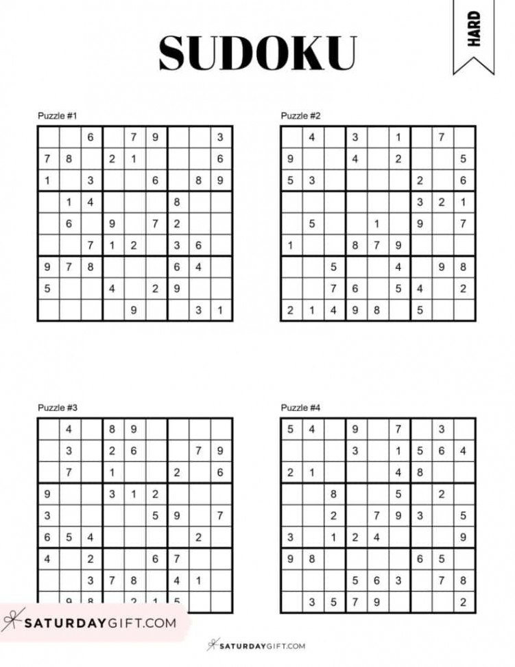 Free Printable Sudoku Puzzles  SaturdayGift