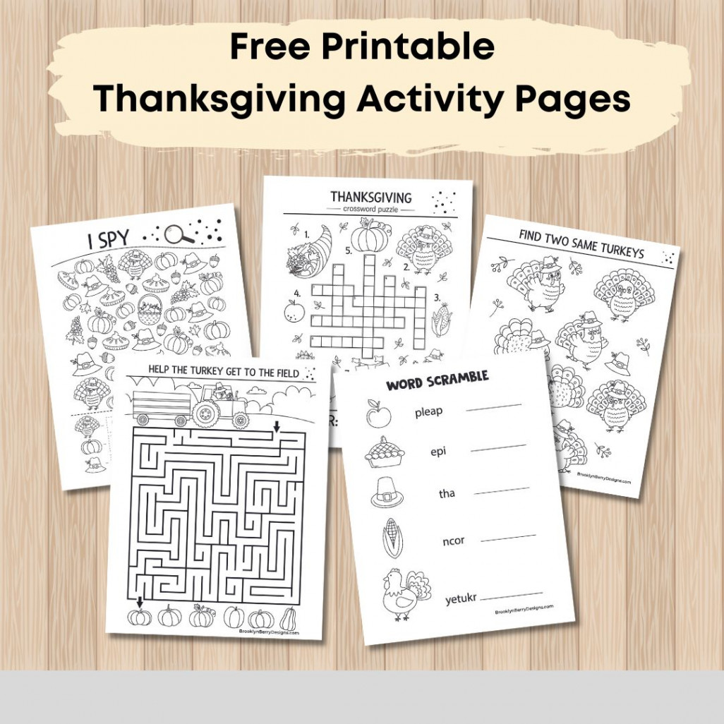 Free Printable Thanksgiving Activity Pages - Brooklyn Berry Designs