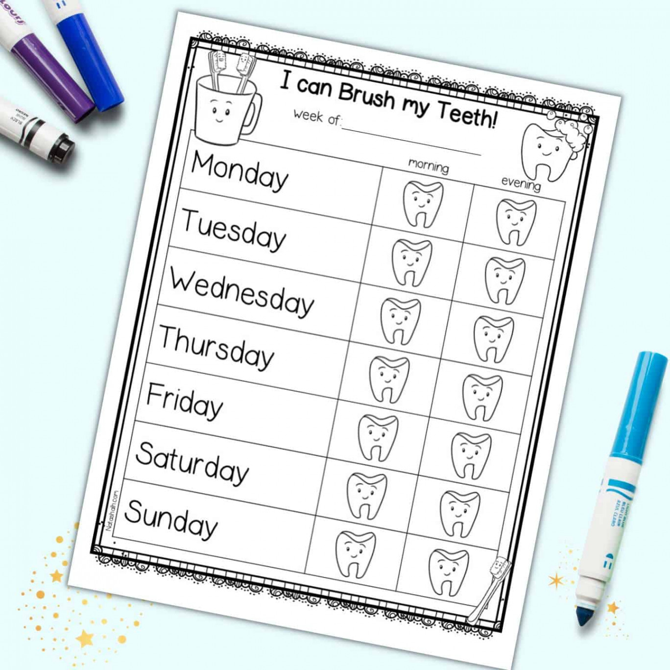 Free Printable Tooth Brushing Chart - The Artisan Life