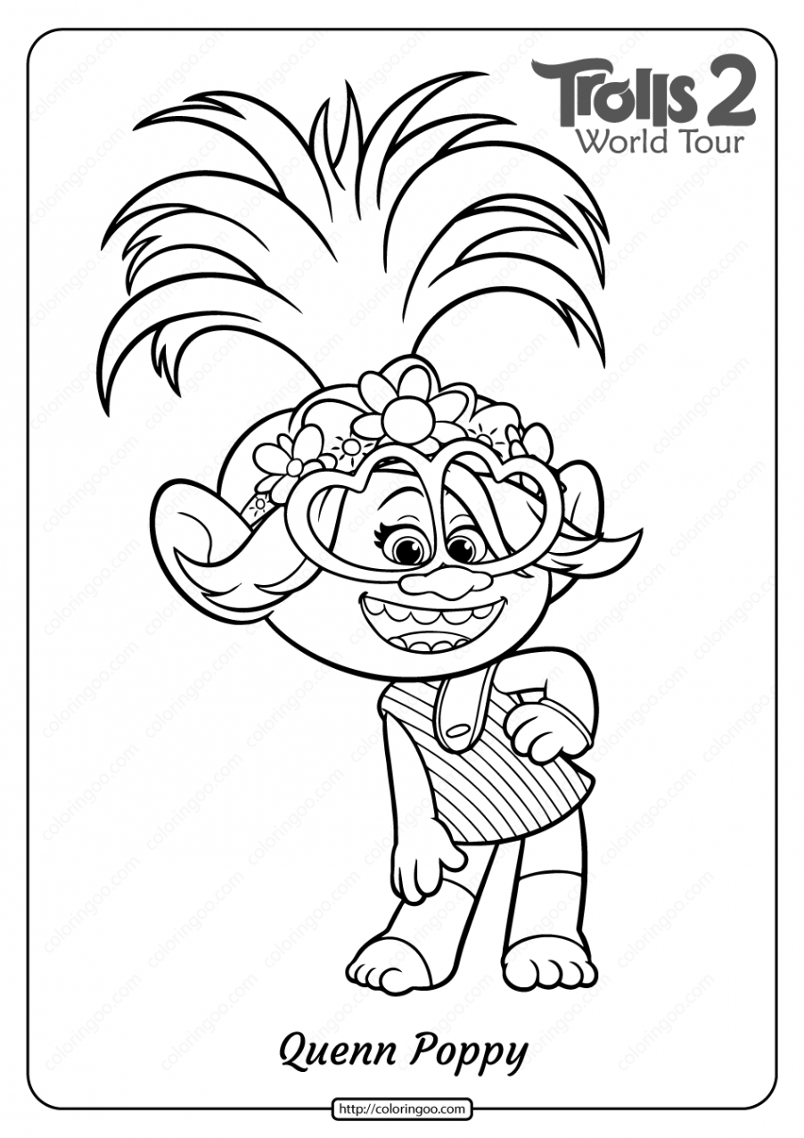 Free Printable Trolls  Queen Poppy Coloring Page  Poppy coloring