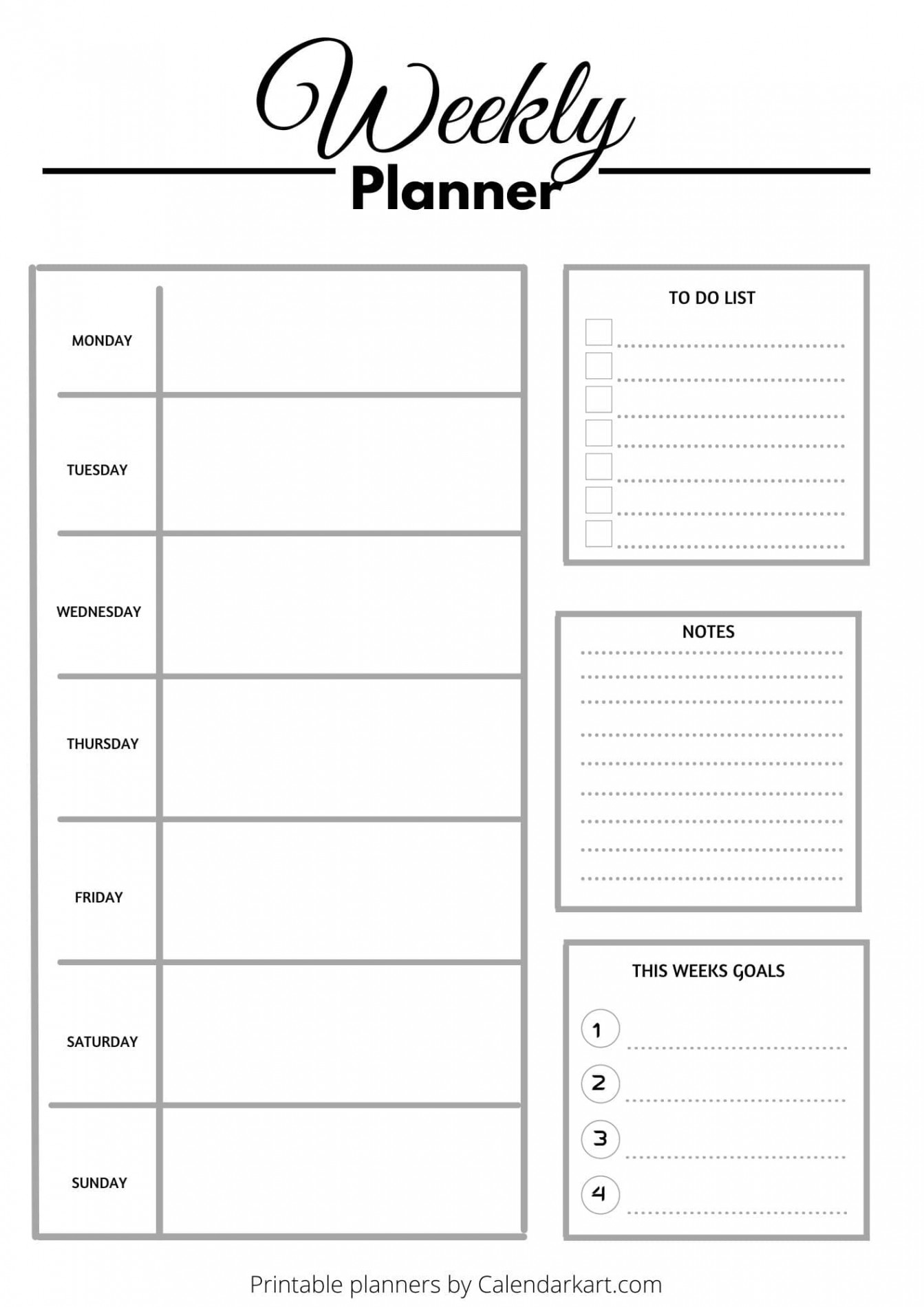 Free Printable Weekly Planner Templates - CalendarKart