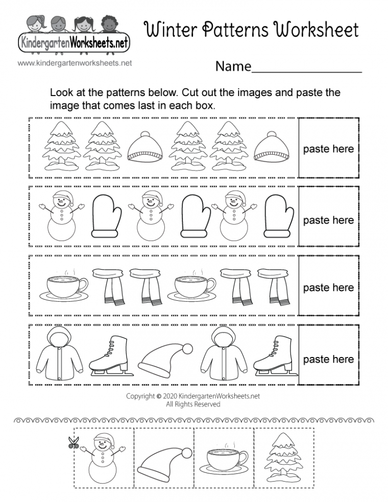 Free Printable Winter Patterns Worksheet