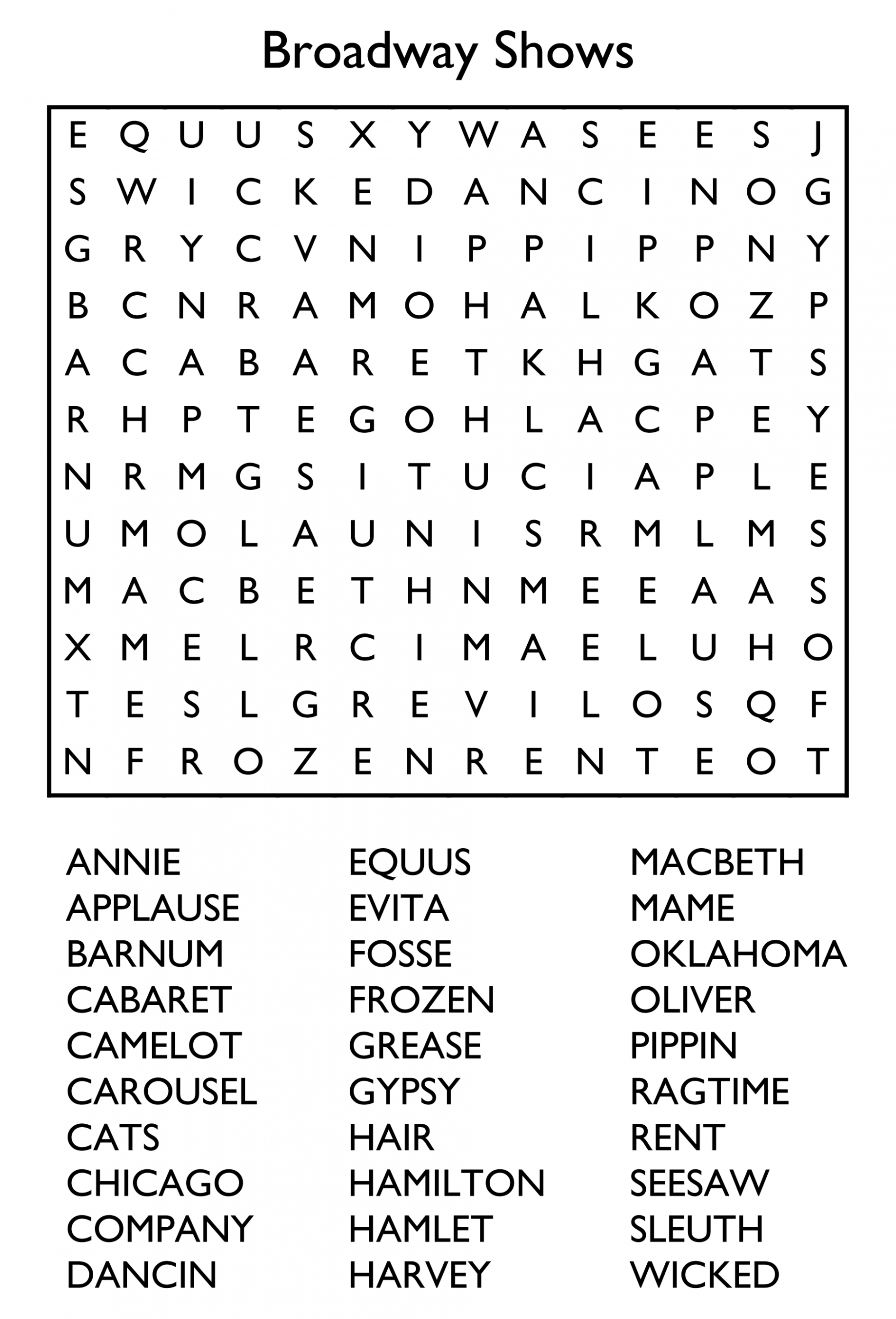 Free Printable Word Search Puzzles