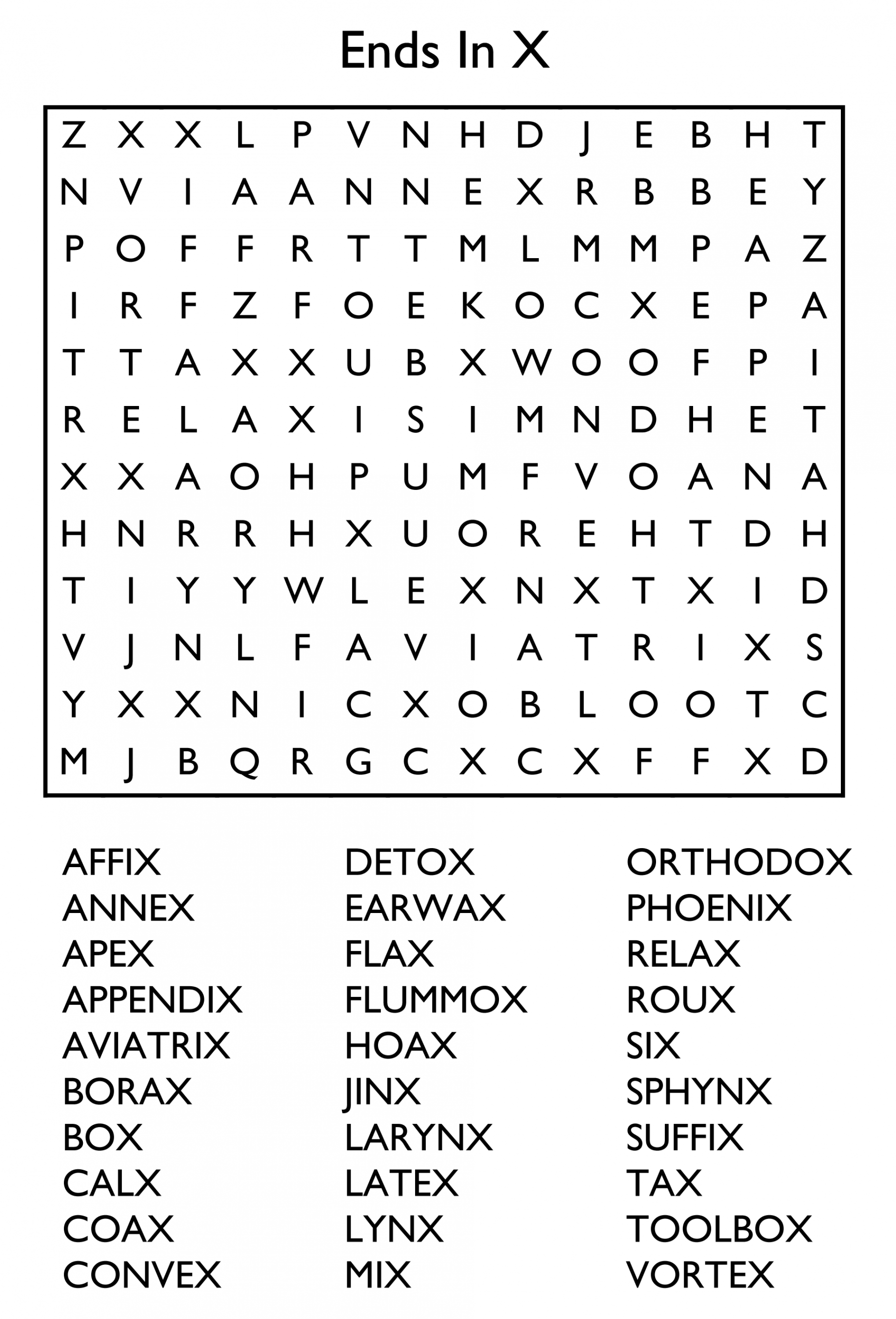 Free Printable Word Search Puzzles