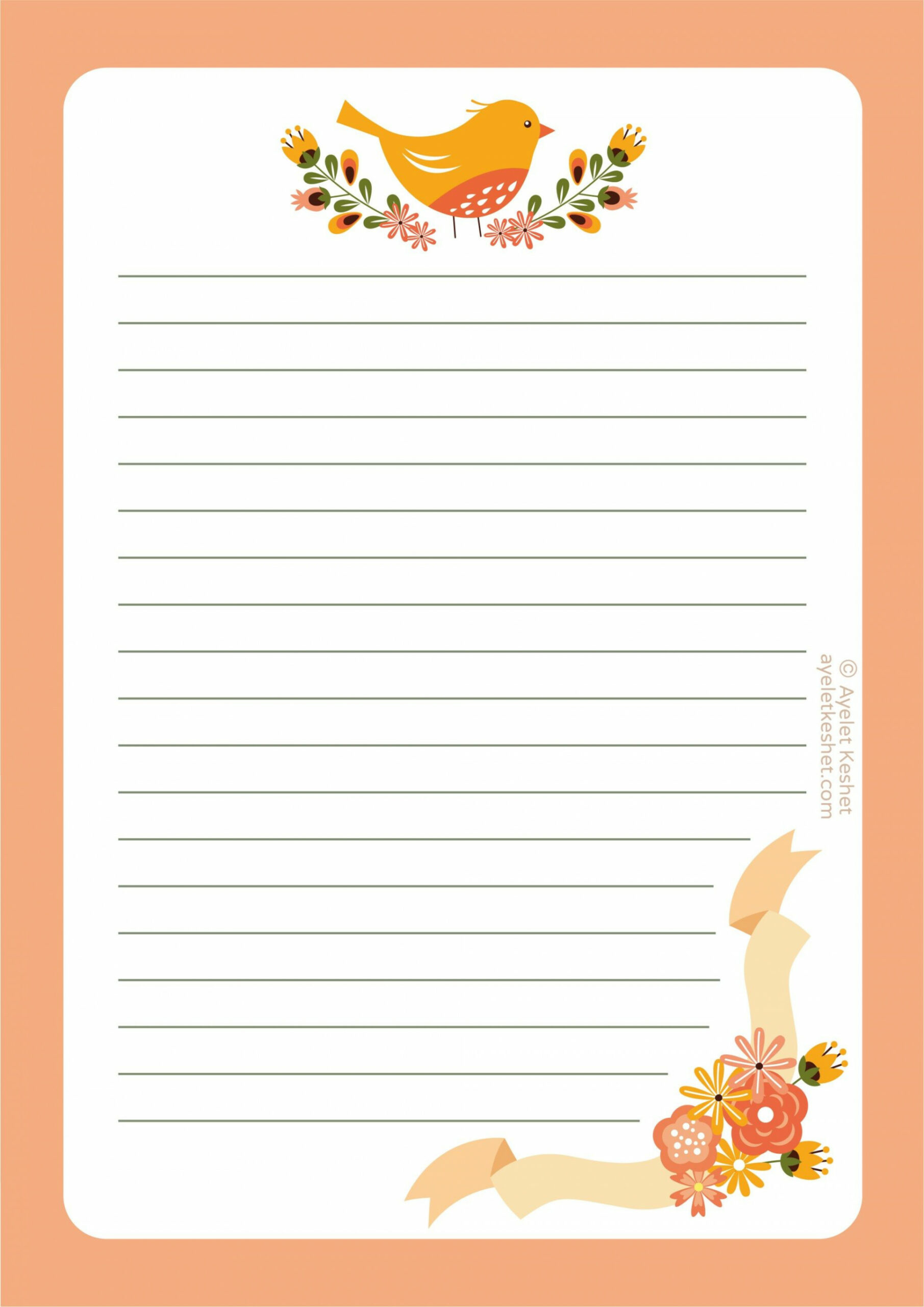 Free printable writing paper - Ayelet Keshet  Writing paper