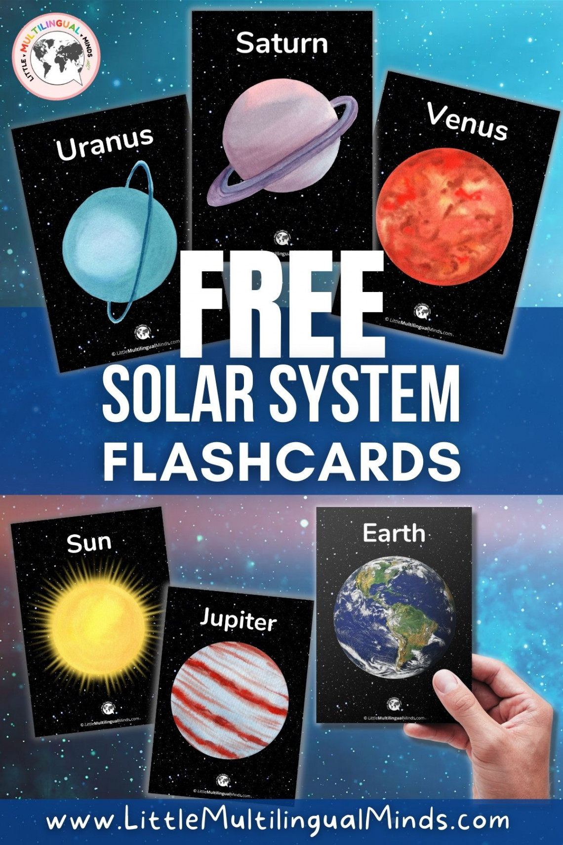 Free Solar System Flashcards for Todlers, Preschool, and Kindergarten