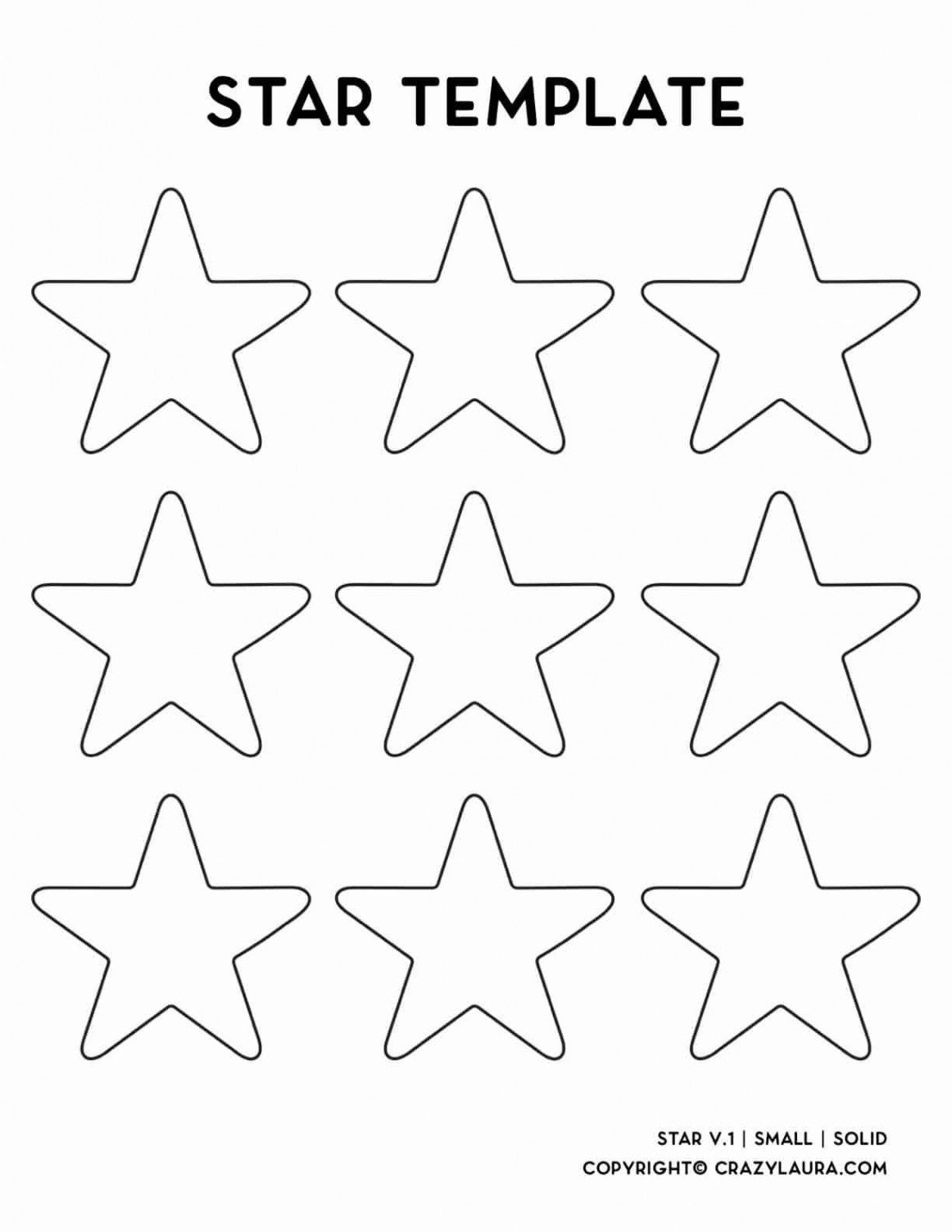 Free Star Template & Stencil Cutout Printable  Star template