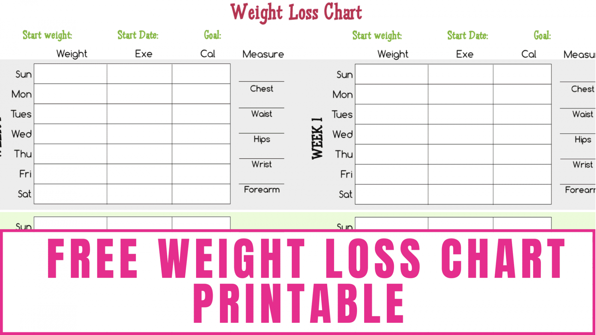 Free Weight Loss Chart Printable - Freebie Finding Mom