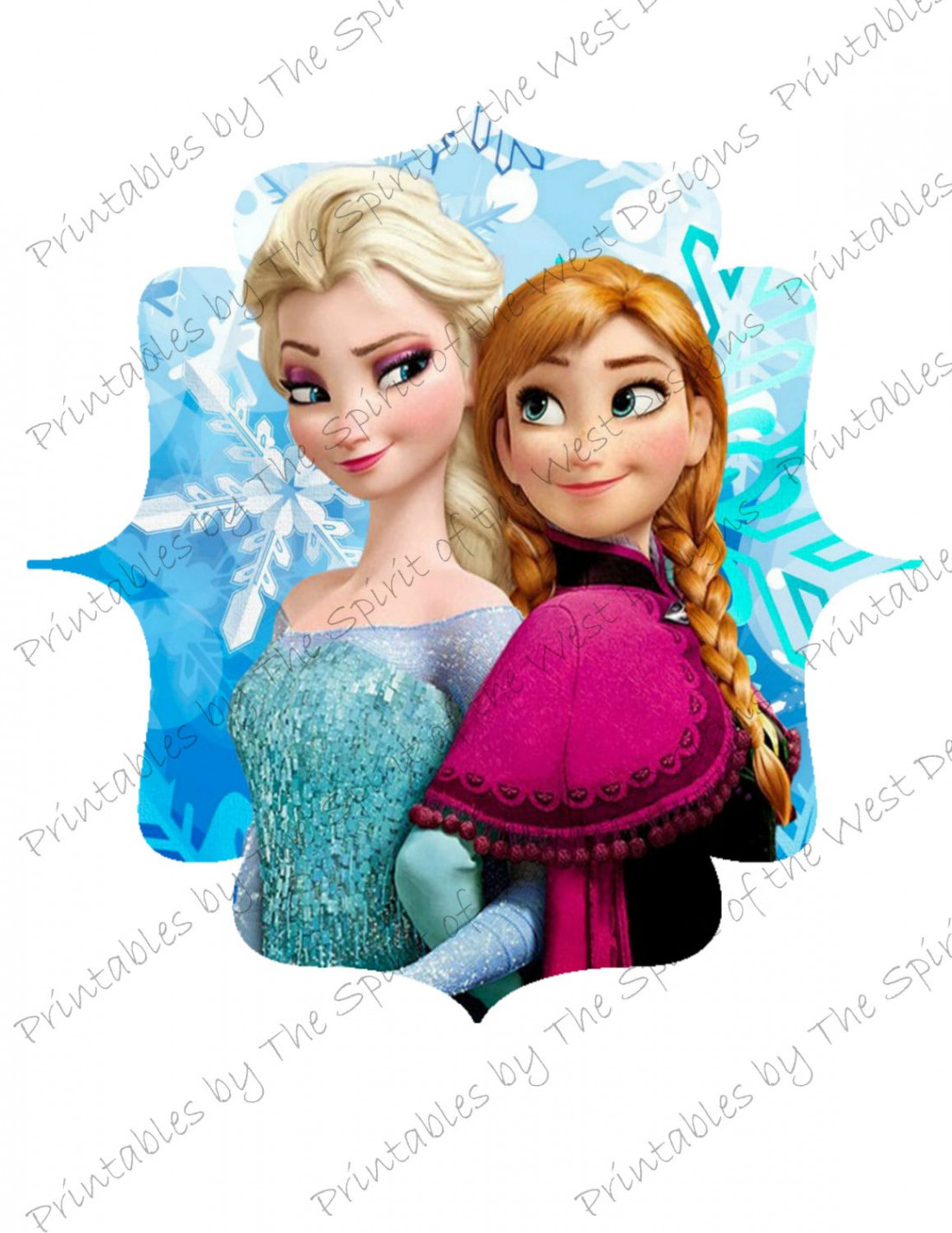 Frozen Elsa und Anna Printable Party BILD Verwendung als Sublimation  Bügelbild T-Shirt Transfer Clip Art DIY Instant Download