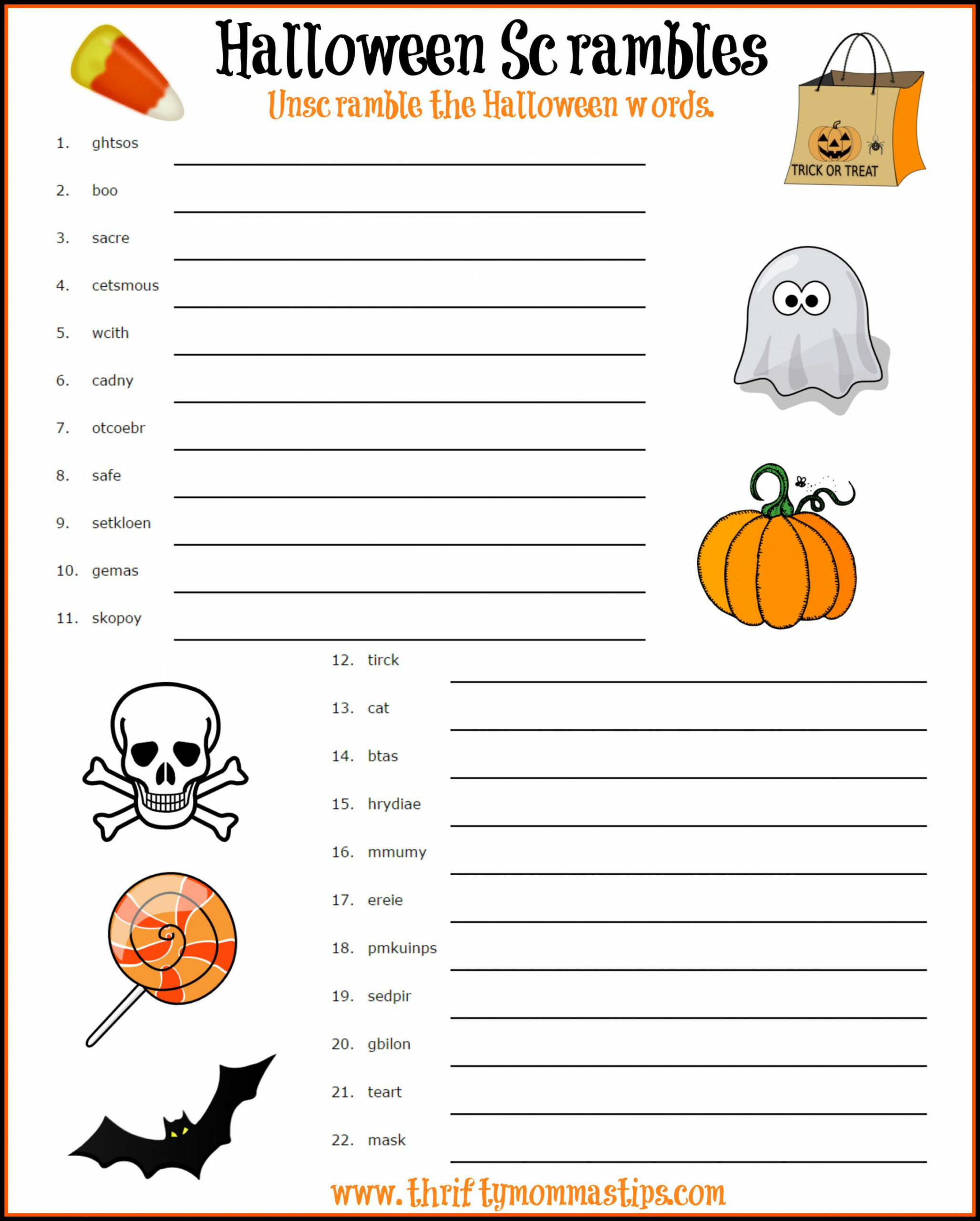 Fun Halloween word scramble - Thrifty Mommas Tips