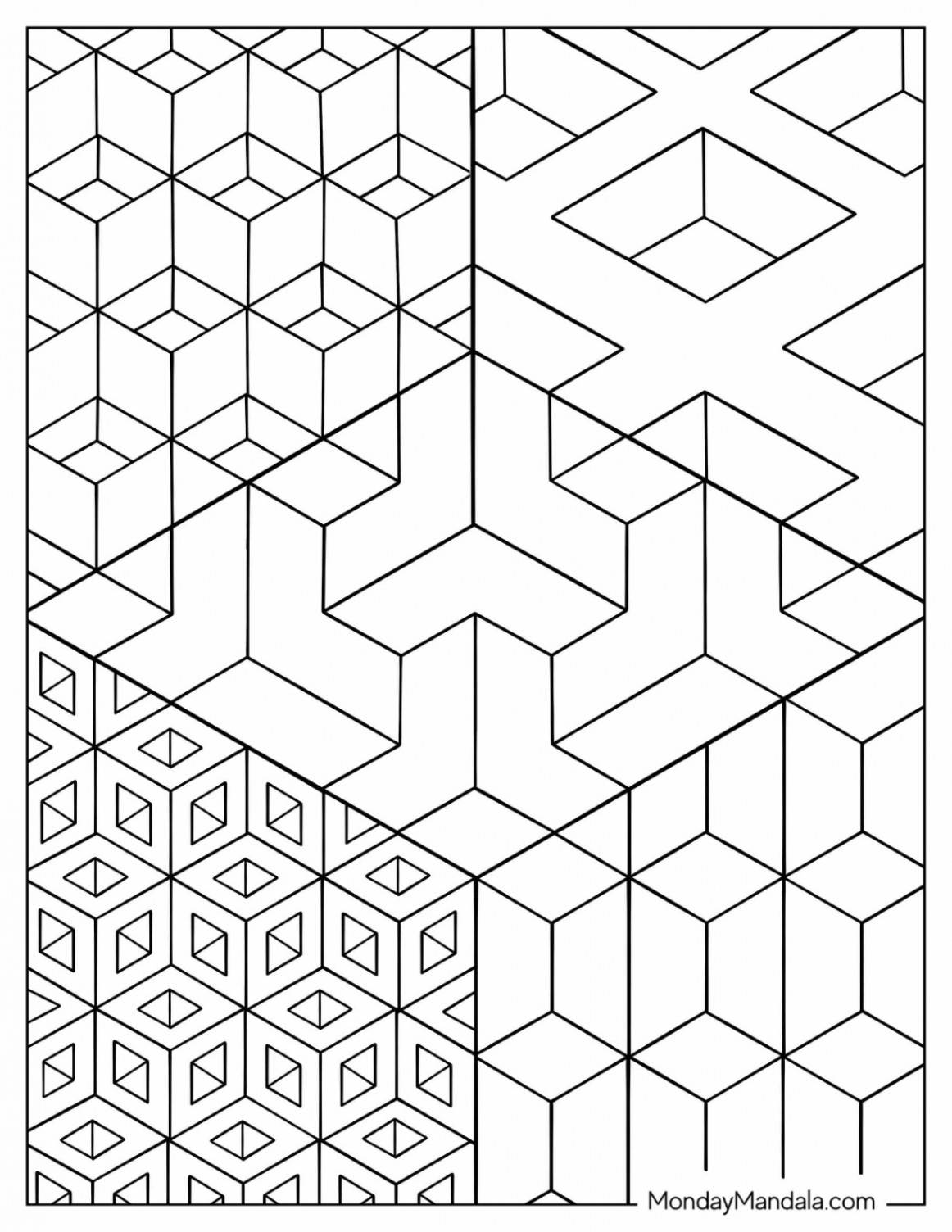 Geometric Coloring Pages (Free PDF Printables)