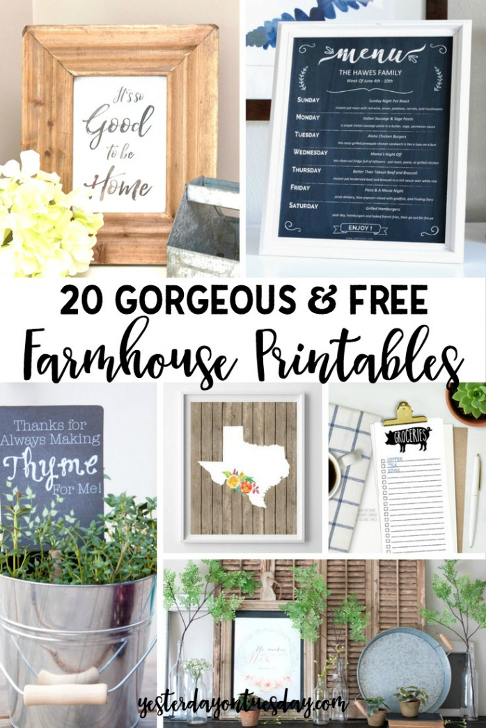 Gorgeous and Free Farmhouse Printables  Yesterday On Tuesday