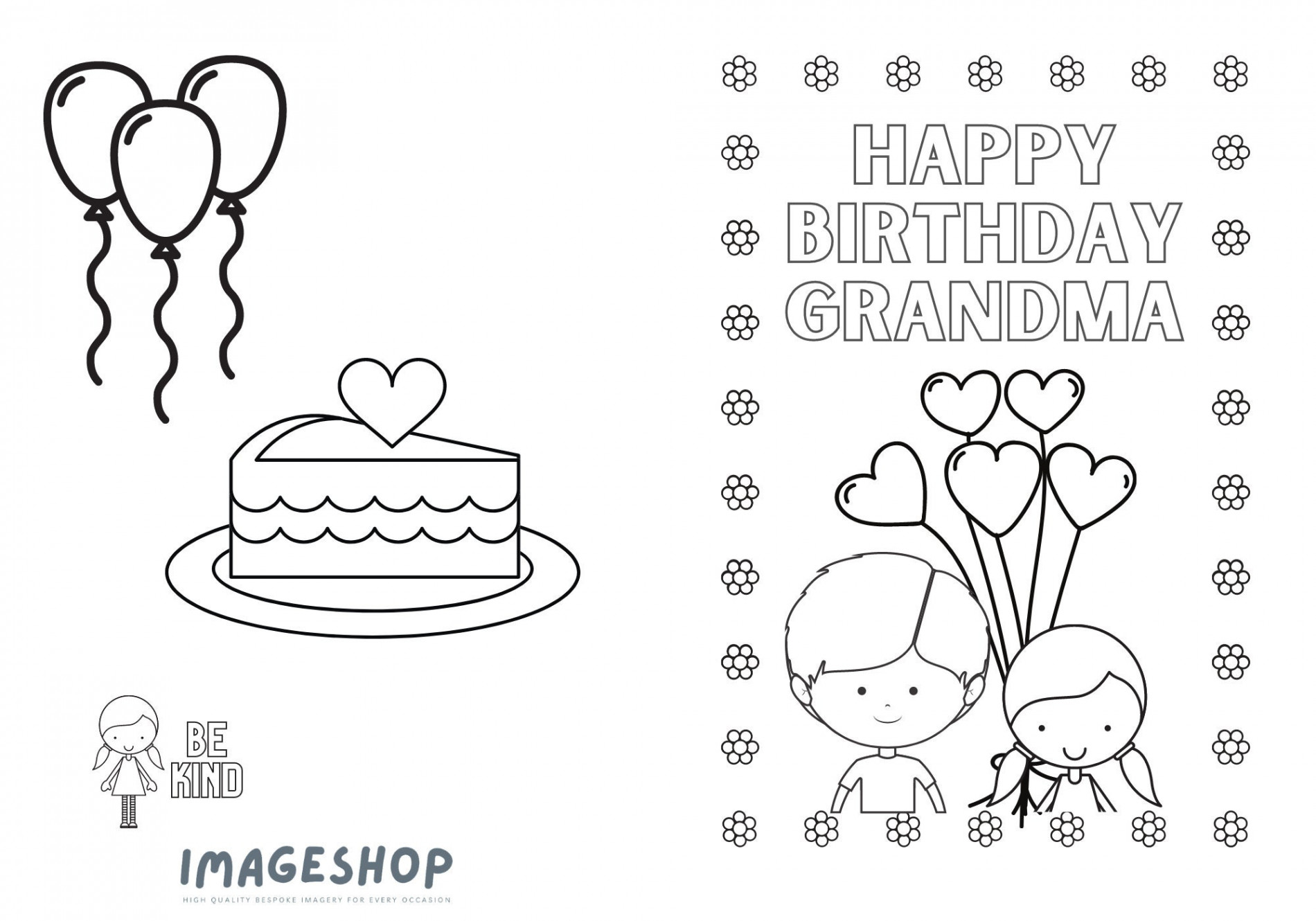 Grandma Birthday Card Happy Birthday Colour in Card Instant - Etsy