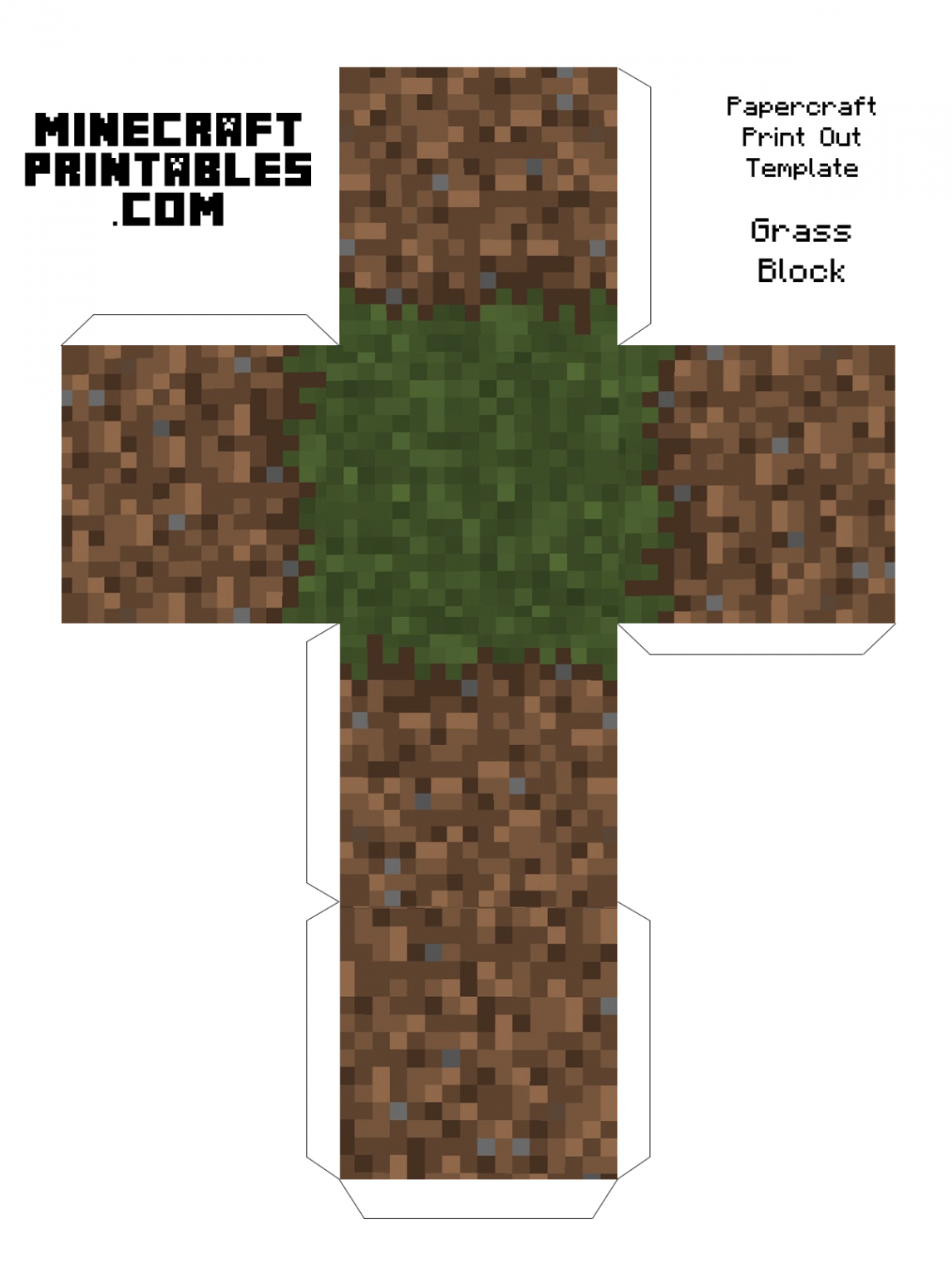 Grass Block - Minecraft Grass Block Printable Papercraft Template