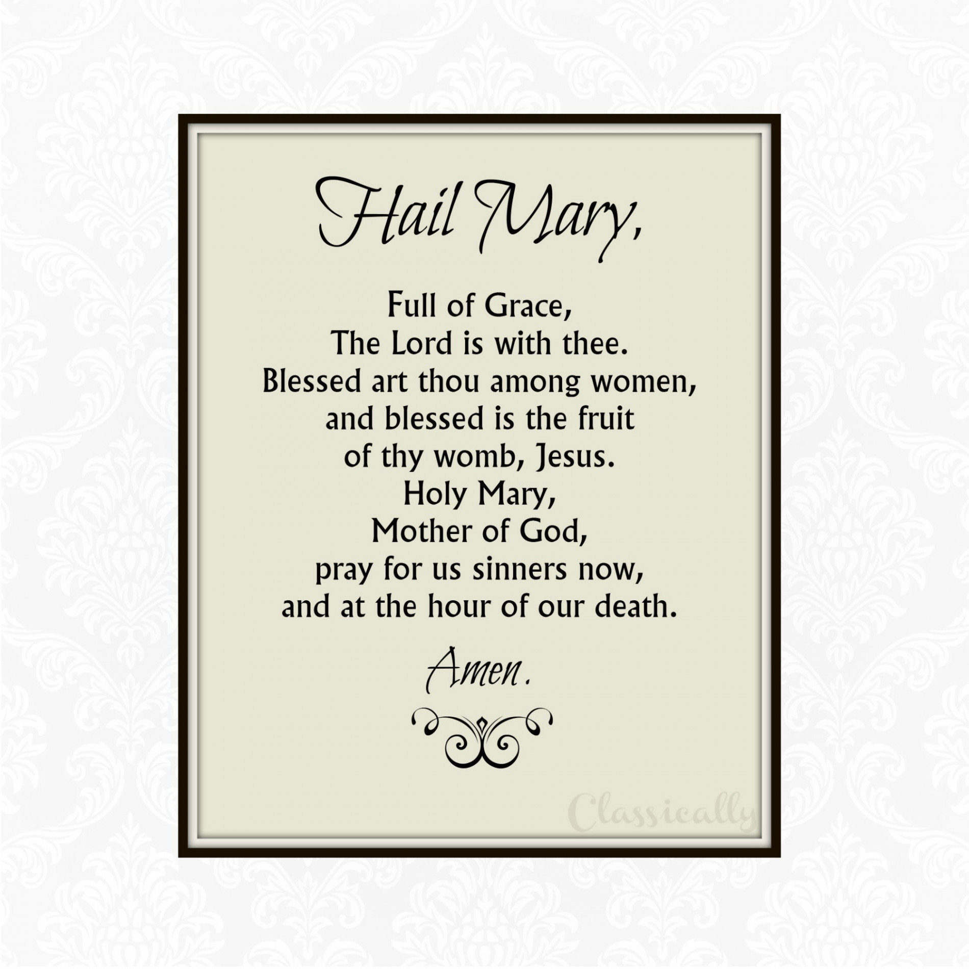 Hail Mary Prayer Printable, Catholic Rosary Prayer Print, x x Instant  Download