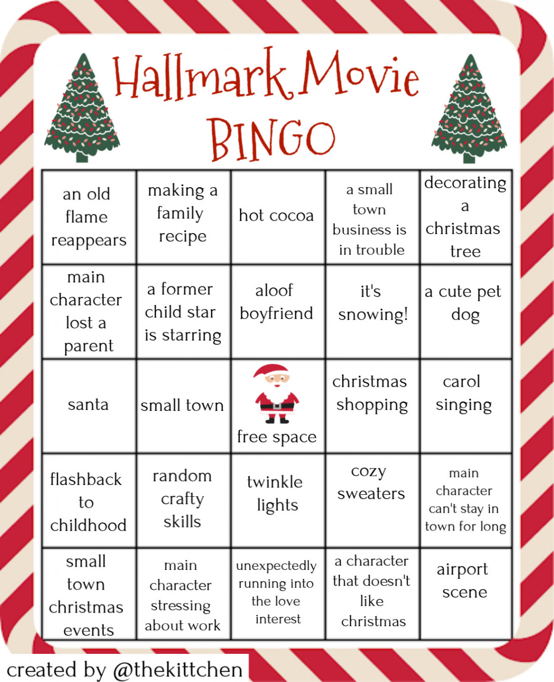 Hallmark Movie Bingo  Cheesy Christmas Movie Bingo