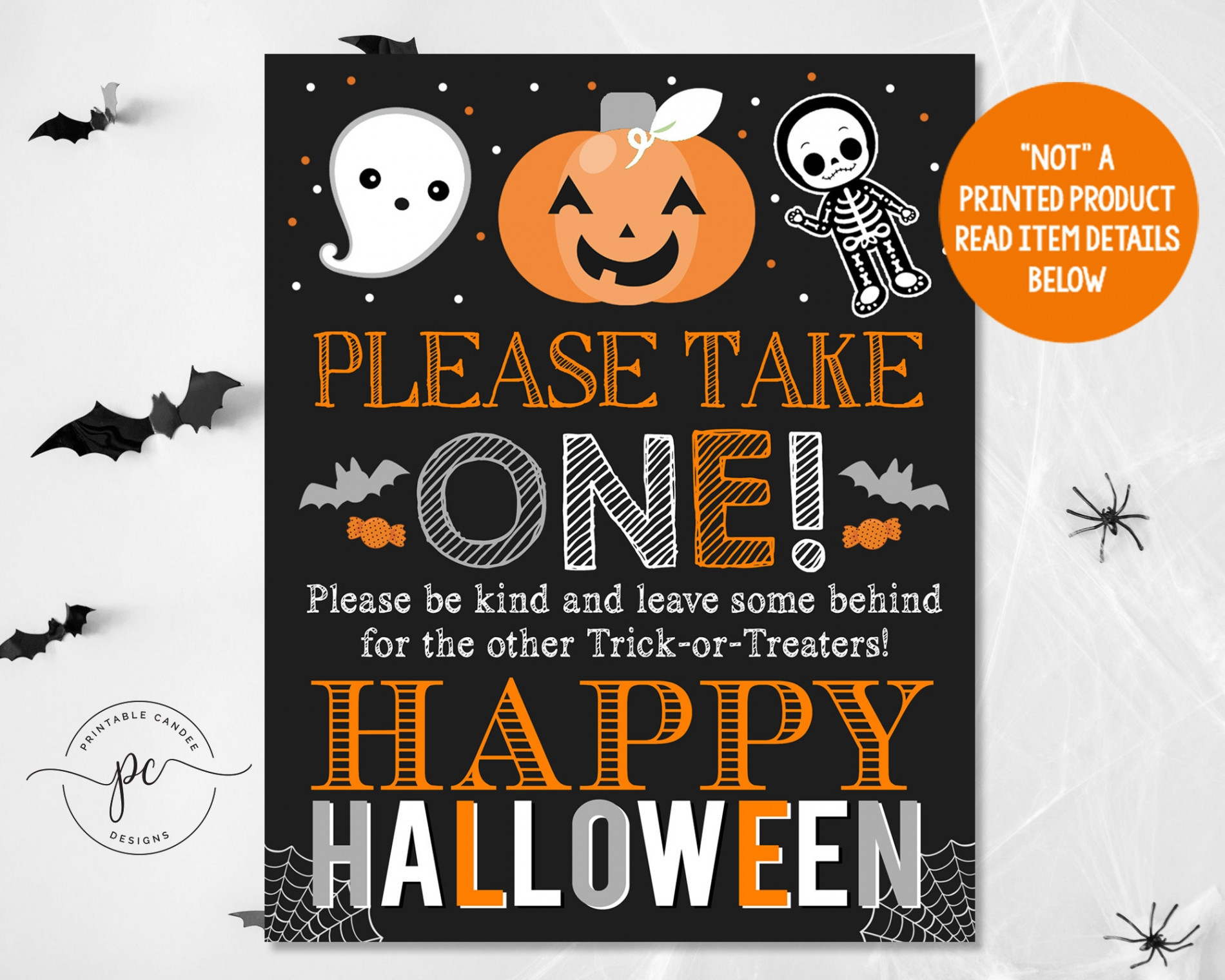 Halloween Door Sign Please Take One Party Decor Trick or Treat