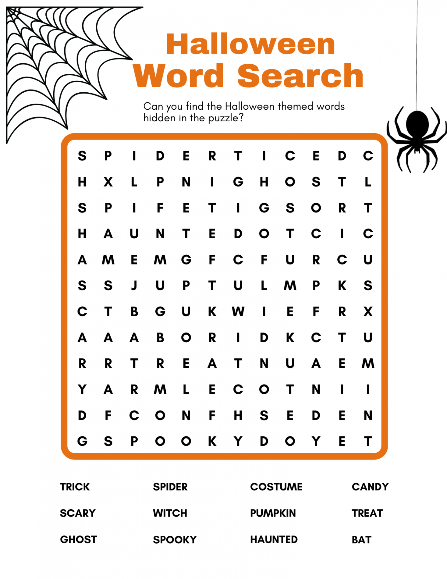 Halloween Word Search Printable for FREE st grade kids