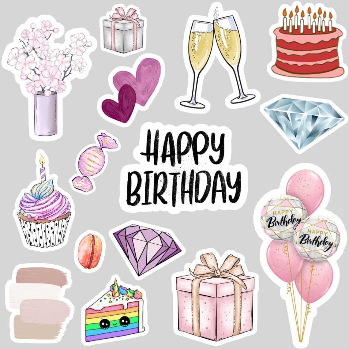 Happy birthday stickers  Birthday stickers, Printable scrapbook