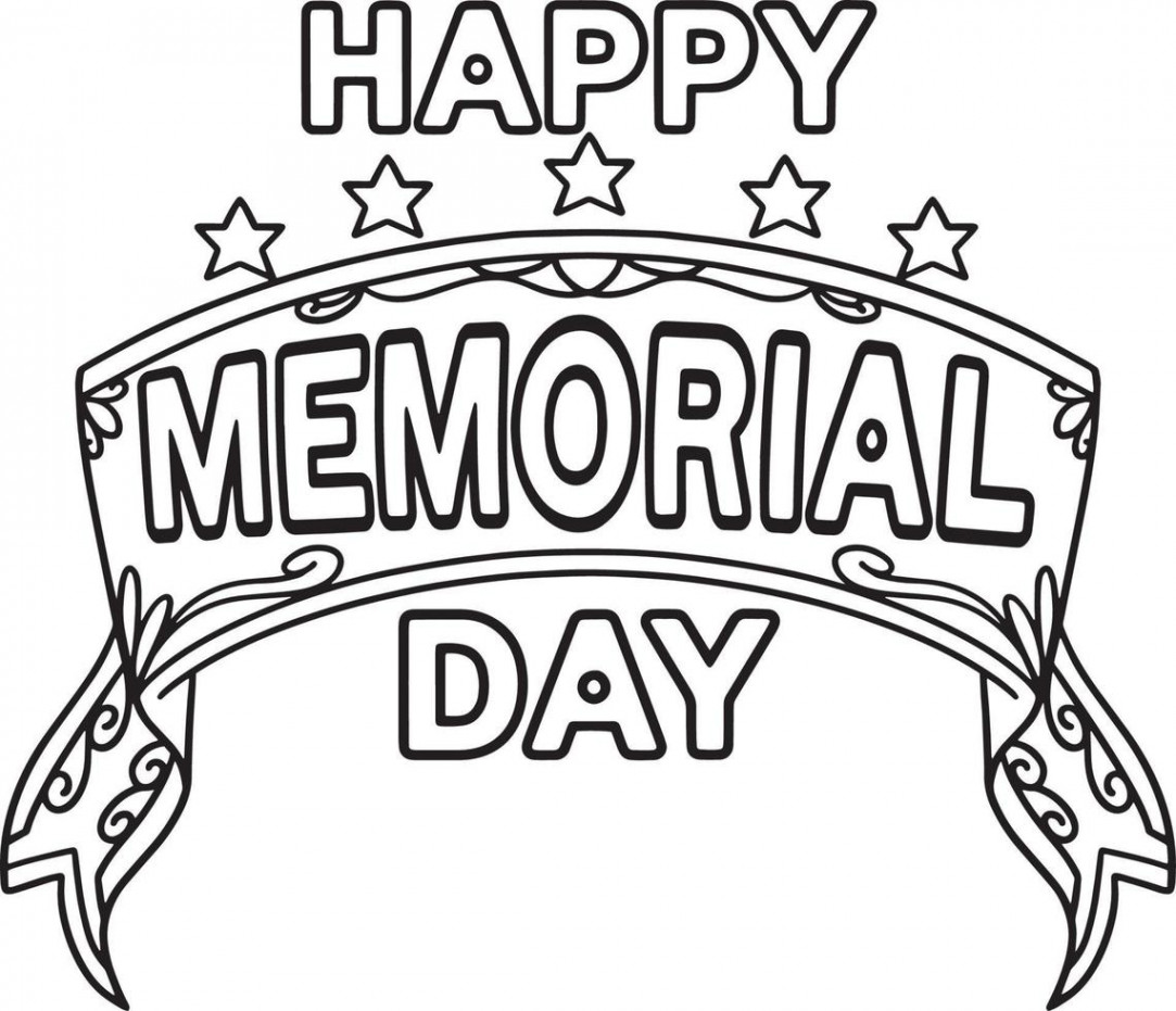 Happy Memorial Day Isolated Coloring Page for Kids  Vector