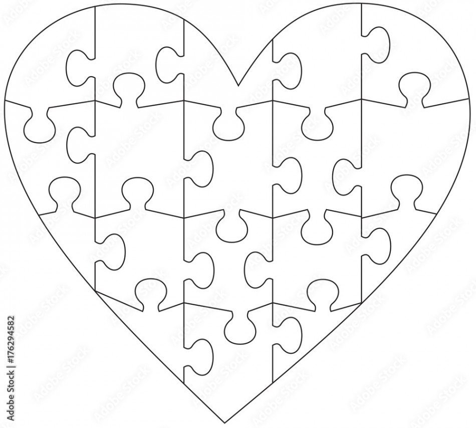 Heart puzzle template Stock-Vektorgrafik  Adobe Stock