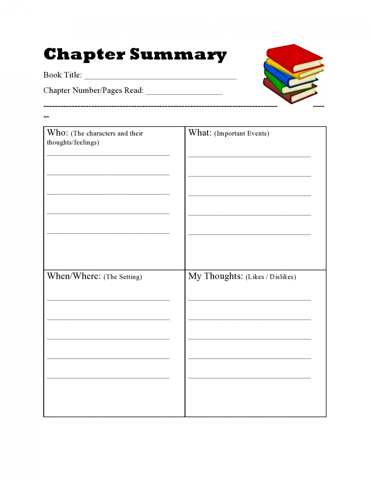 Homeschool Printables - Chapter Summary  Chapter summary, Summary