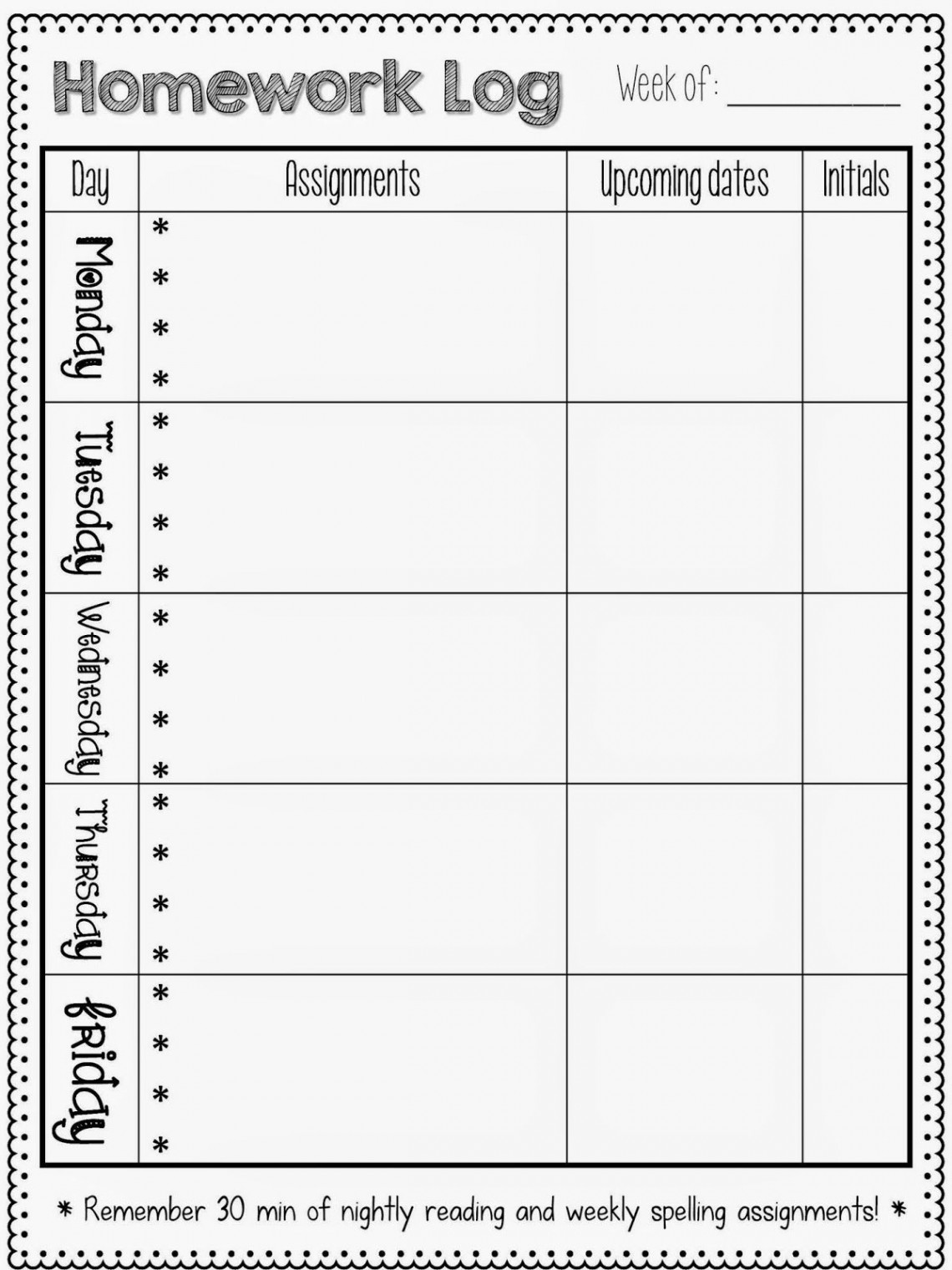 Homework Logs  Homework planner, Homework log, Homework sheet